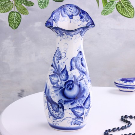 VAZ Gzhel "Paradise", white-blue, ceramics,-3