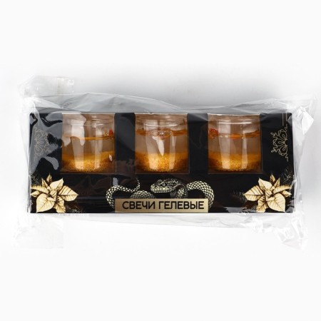 New Year. New Year's gel candles "for happiness" 3 pcs, gold, 2.5 x2.5 x 2.5 cm-7