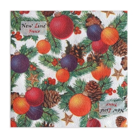 Paper napkins New Line Fresco, 33x33 cm, 2 layers, 20 pcs, with a pattern "Sishka Shariki"-1