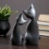 Figure "Love Cats Eared" 6x7x17cm Black/Silver (set 2pcs)
