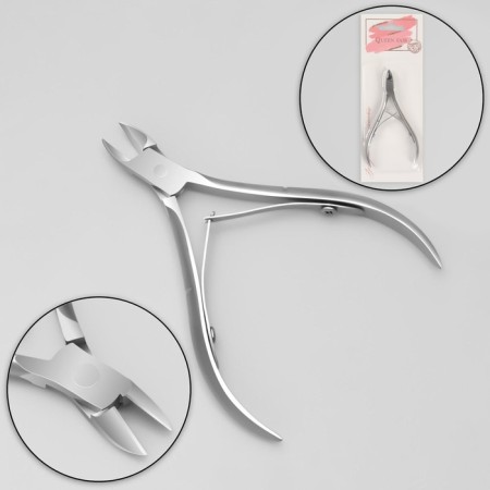 Manicure nippers for cuticle, double spring, 9.5 cm, blade length - 10 mm, on the blist, silver color