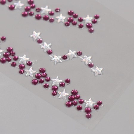 Sticker of rhinestone plastic "Chocker from stars" Violet 11.6x18 cm-3