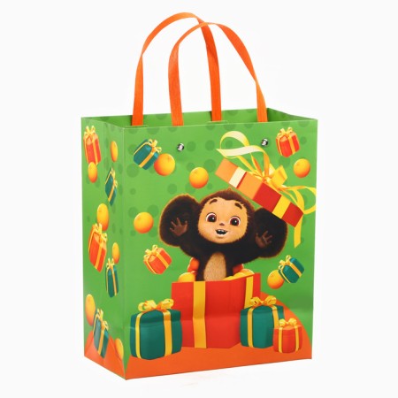 Gift Pack Laminated with embossing "Congratulations!", Cheburashka, 23x27x11.5 cm-1