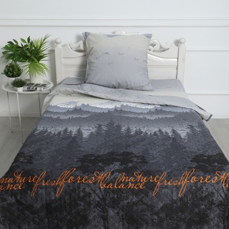 A set with a bedspread Everest 155x210, 150x220, 70x70cm, T-gray, calico 120g/m, HL100%-1