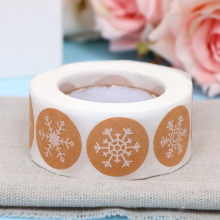 Craft stickers in the roll "Snowflakes", 500 pcs, 2.5 x 2.5cm-1