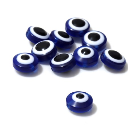 The bead "Eye" is flat, 1 × 1 × 0.6 cm, (set 10 pcs.), Blue color-1