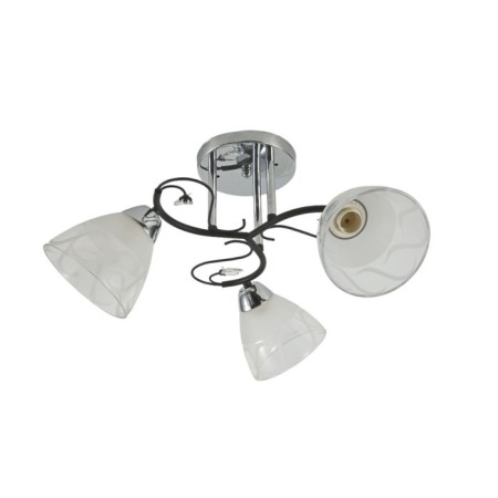 Lamp Ceiling Economy light 12261/3cr+bk wt+CL, 3x60W, E27, 28x45x45 cm, chromium color