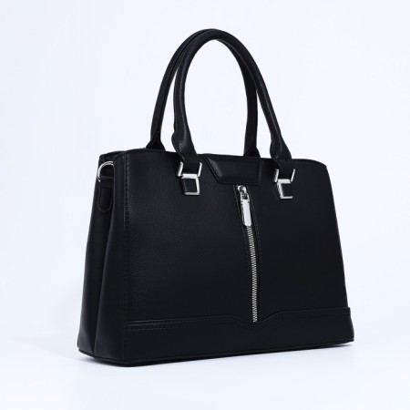 Lightning tout bag, external pocket, long belt, black color-2