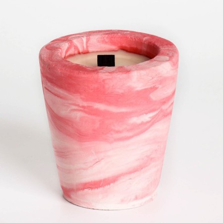 Candle - Aromatic cylinder in concrete, 8x9 cm, white, coconut-1