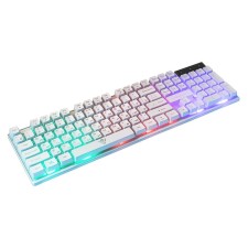 Клавиатура Nakatomi KG-23U, игровая, мембранная, проводная, подсветка, 104 клавиши, USB, белая
