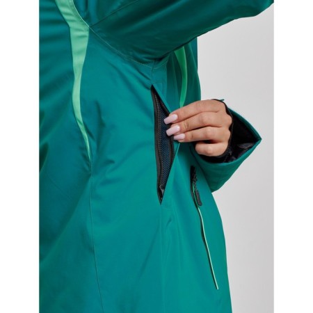 Ski jacket female winter, size 42, dark green color-5
