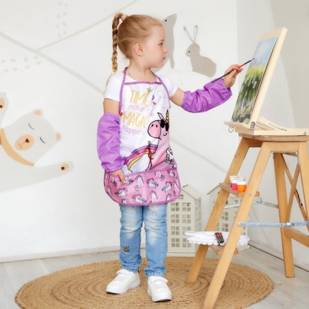 Set of children for creativity Ethel "Unicorn" apron 49 x 39 cm and sleeves-5