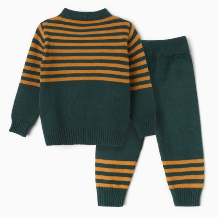Knitted kit for children (jumper, trousers), green color, height 86-7