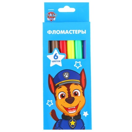 Flomasters, 6 colors, in a cardboard box, PAW PATROL-2