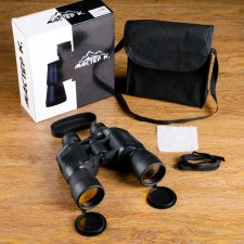7x50 binoculars, “reserve”, black, ruby ​​lenses, with excavations on inserts