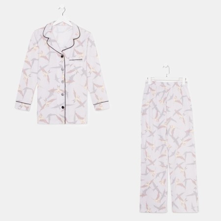 Women's pajamas (shirt and trousers) KAFTAN Birds size 40-42, gray-3
