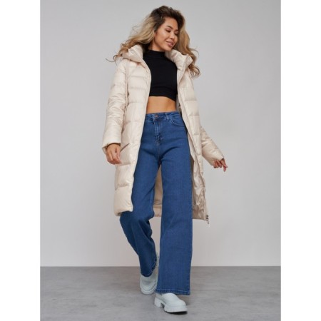 Coat insulated winter female, size 50, light-beige color-19