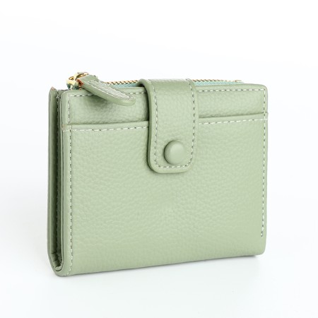 Women's wallet on the button, green color