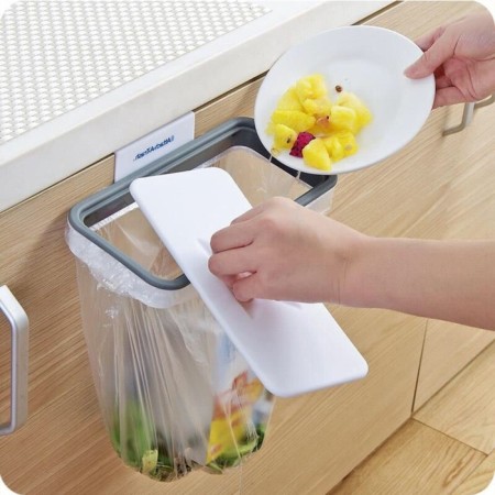 Holder for the garbage bag suspended on the door 1.7 cm, white color-9