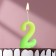 Candle for the cake number "Luminescent", 5.5 cm, number "2"