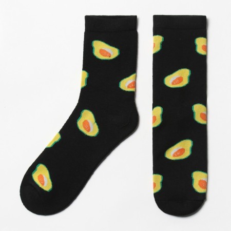 Women's socks "Avocado", black color, size 23-25