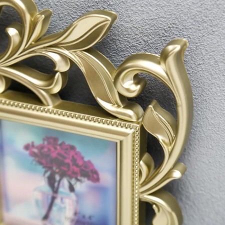 Photo frame plastic in 5 photos 10x15 cm, 10x10 cm "Floristics" Gold 40x36 cm-1