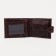 Men's purse on a button, for bills, for cards, for coins, brown color