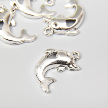 Decor Metal for creativity "Dolphin with heart" silver 2.3x1.8 cm