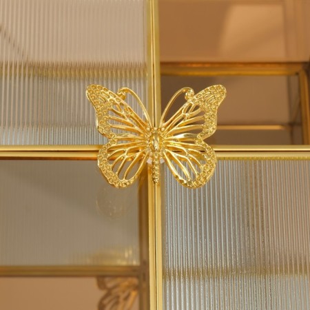 Casket glass with a metal frame "Butterfly" square caramel 15x15x8.3 cm-3