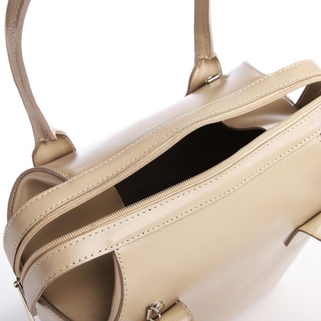 Women's bag with lightning, with a cosmetic bag, beige color-5