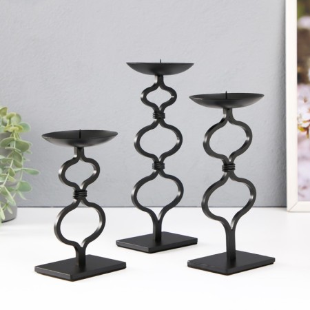 Summary Metal for 1 candle d = 8 cm "Arkell" set 3 pcs 8x8x21.5 18.5 14.5 cm-2