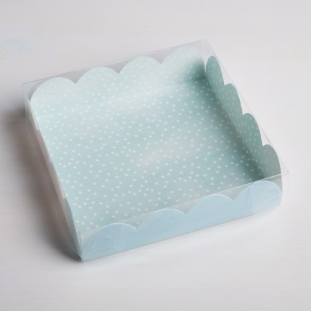 Cookie box, confectionery packaging with PVC lid, Present for You, 13 x 13 x 3 cm-1
