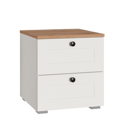 Tumbling bedside Austin 16.152, 400x419x439, white shagrin/oak gold
