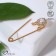 Classic pin, circle, 5 cm, white color in gold