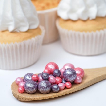 Sprinking confectionery "pearls" of rice grain in color glaze, red, raspberry, sirens, 1.5 kg-1