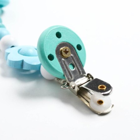 Holder for the nipple - dummy "Bear", wooden, turquoise color-3