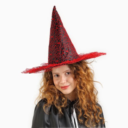 Carnival hat "Web", district. 56-58 cm, red color-1