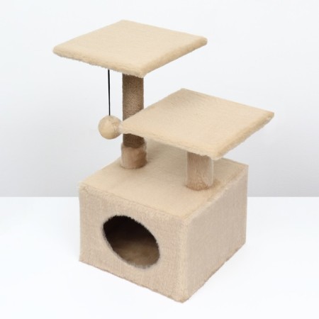 House-cogue 2 Ur. square with 2 square shelves, 53 x 35 x 65 cm, beige-3