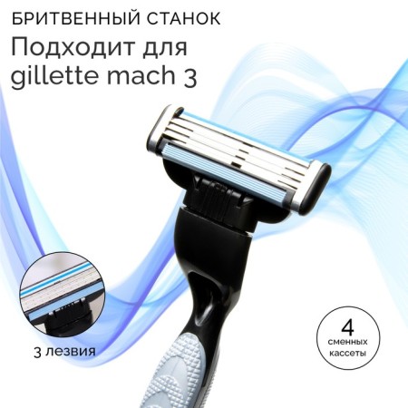 The machine is a razor and 4 interchangeable cassettes, suitable for Gillette Mach 3-1