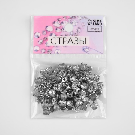 Rhinestones are sewing "circle", in the frame, d = 6 mm, 100 pcs, white color-4