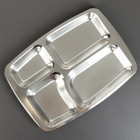 Stainless steel tray, 36.5 × 27 × 2 cm, 4 sections