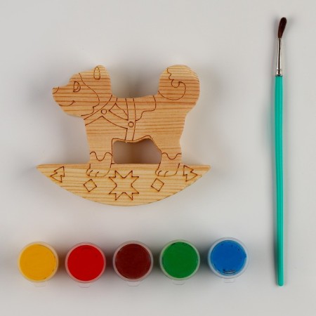 Set for painting "Dog-rocking" with a contour, with paints and a brush in a bag