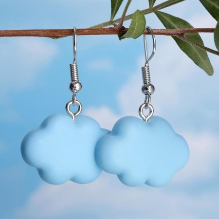 Earrings Metal "Cloud" Air, Blue Color-1