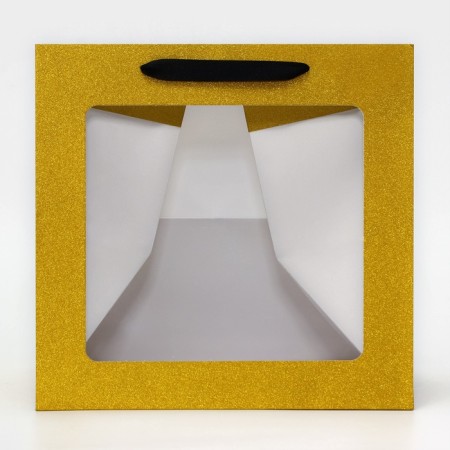 Gift New Year craft with a square bottom and window, 30 x 30 x 30 cm.-2