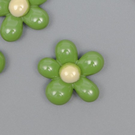 Decor for creativity plastic "Green flower with light green" 2.8x3x1 cm