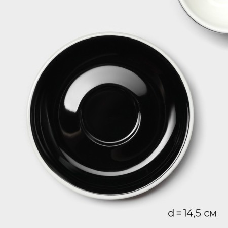Coffee steam porcelain Magistro Coffee Time, 2 objects: a cup 200 ml, a saucer d = 14.5 cm, black color is black-2