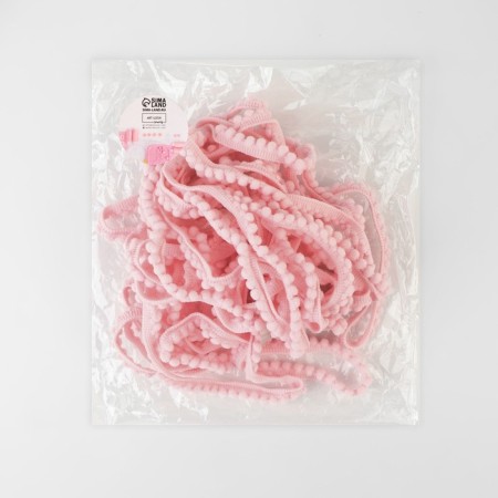 Decorative braid with pompons, 12 ± 2 mm, 9.1 ± 0.5 m, pink color-2