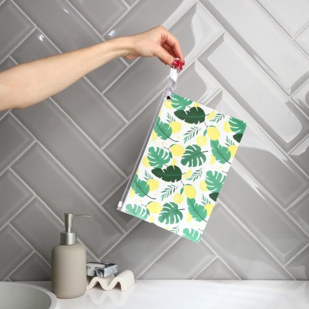 Cosmetic bag with zip-gl, transparent/green color-4