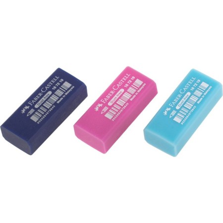 Eraser Faber-Castell "Dust Free", rectangular, in film, 11 x 18 x 41 mm, turquoise, pink, blue