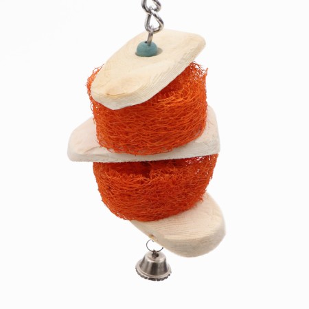 A toy with a karakatitsa carapace, lufoi and bell, 20 x 5 cm, orange-3